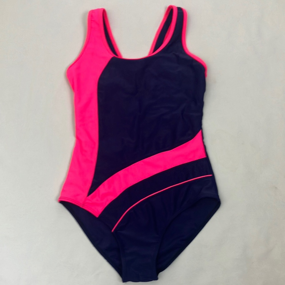 Hot Pink and Navy Blue One-Piece Swimsuit woman’s size small